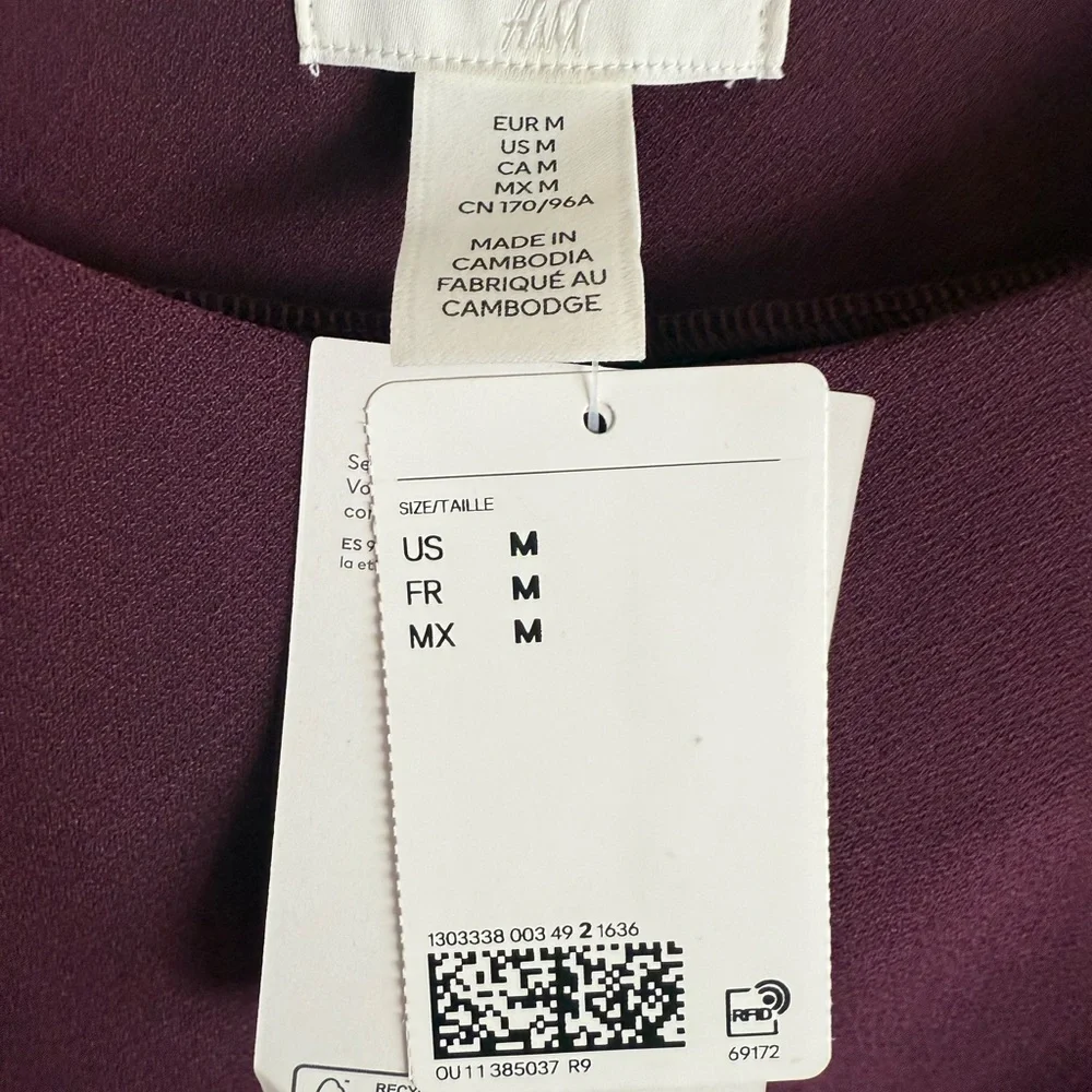 H&M Dark Purple Top Size M New - Picture 2 of 3